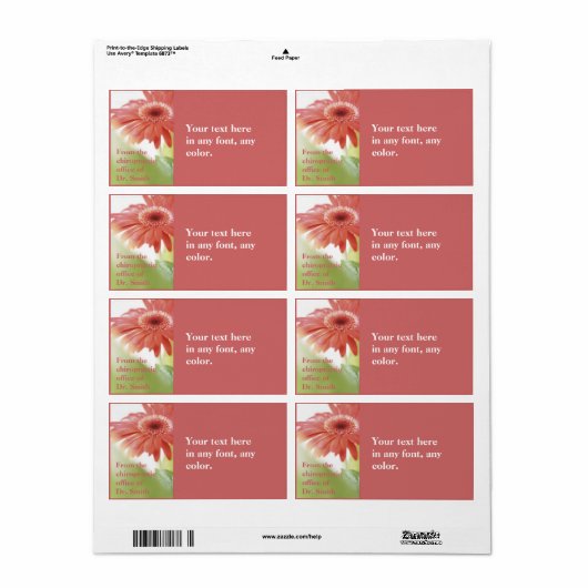 Roze Gerbena-label Etiket (Full Sheet)