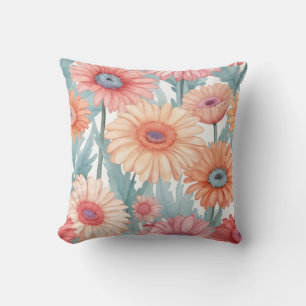 Roze gerber bloemen print kussen