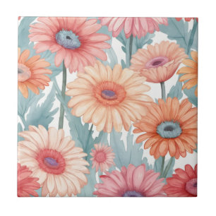 Roze gerber bloemen print tegeltje