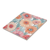 Roze gerber bloemen print tegeltje (Zijkant)