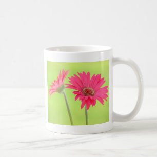 roze Gerber Daisies over Groen Koffiemok