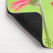roze Gerber Daisies over Groen Muismat (Hoek)