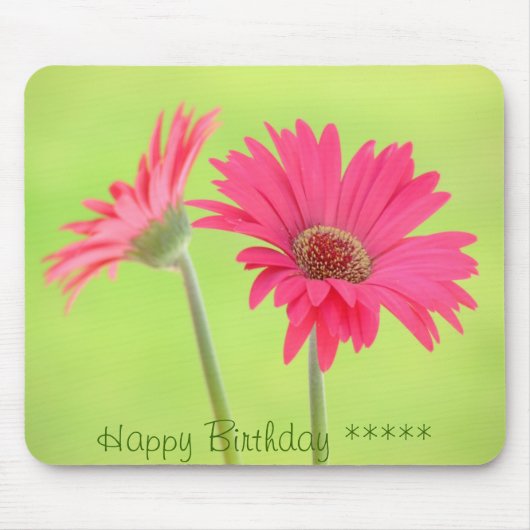 roze Gerber Daisies over Groen Muismat (Voorkant)