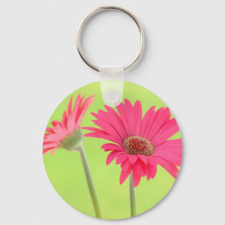 roze Gerber Daisies over Groen Sleutelhanger