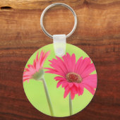 roze Gerber Daisies over Groen Sleutelhanger (Voorkant)