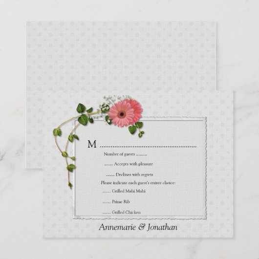 Roze Gerber Daisies RSVP (Voorkant / Achterkant)