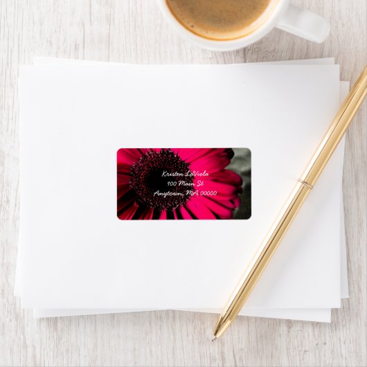 Roze Gerber Daisy adreslabel Etiket (Insitu)