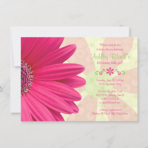 Roze Gerber Daisy Baby shower Uitnodiging