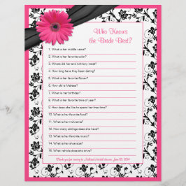 Roze Gerber Daisy Black Floral Vrijgezellenfeest G