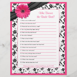 Roze Gerber Daisy Black Floral Vrijgezellenfeest G