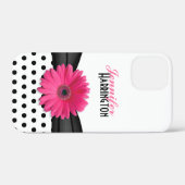Roze Gerber Daisy Black Polka Dot iPhone 6 hoesje (Achterkant (horizontaal))