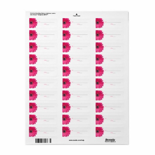 Roze Gerber Daisy Bruiloft Plaats Kaart Labels (Full Sheet)