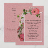 Roze Gerber Daisy bruiloft uitnodiging (Voorkant / Achterkant)