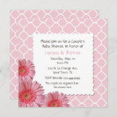 Roze Gerber Daisy Couple's Baby shower Invitation Kaart (Voorkant / Achterkant)