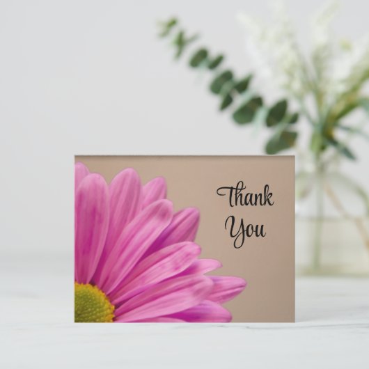 Roze Gerber Daisy Dank je Briefkaart (Staand voorkant)