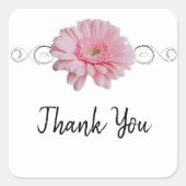 Roze Gerber Daisy Dank je Sticker (Voorkant)