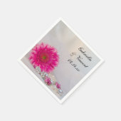 Roze Gerber Daisy en Diamond Buttonnen Bruiloft Servetten (Hoek)