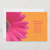 Roze Gerber Daisy en Oranje huwelijksuitnodiging Kaart (Achterkant)