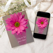 Roze Gerber Daisy Flower in Vase Wedding Kaart