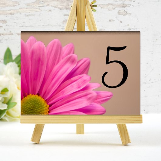 Roze Gerber Daisy Flower Table Numbers Kaart