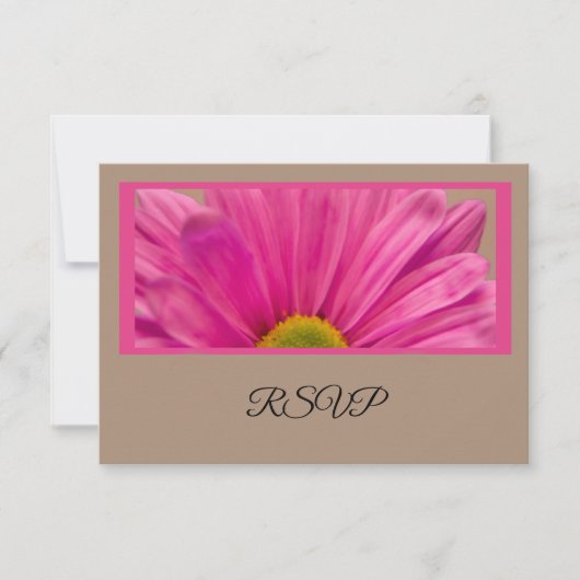 Roze Gerber Daisy Flower Wedding RSVP Kaart (Voorkant)