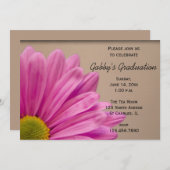 Roze Gerber Daisy Graduation Party Uitnodiging (Voorkant / Achterkant)