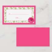 Roze Gerber Daisy Green Damask Wedding Place Cards Plaatskaartje (Voorkant / Achterkant)
