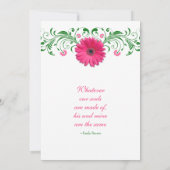 Roze Gerber Daisy Green Floral Wedding Invitation Kaart (Achterkant)