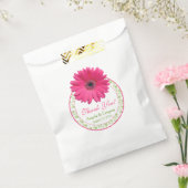 Roze Gerber Daisy Groen Snoep Buffet Trouwgunst Bedankzakje (Gezegeld)