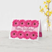 Roze Gerber Daisy Happy Birthday Kaart (Gele Bloem)