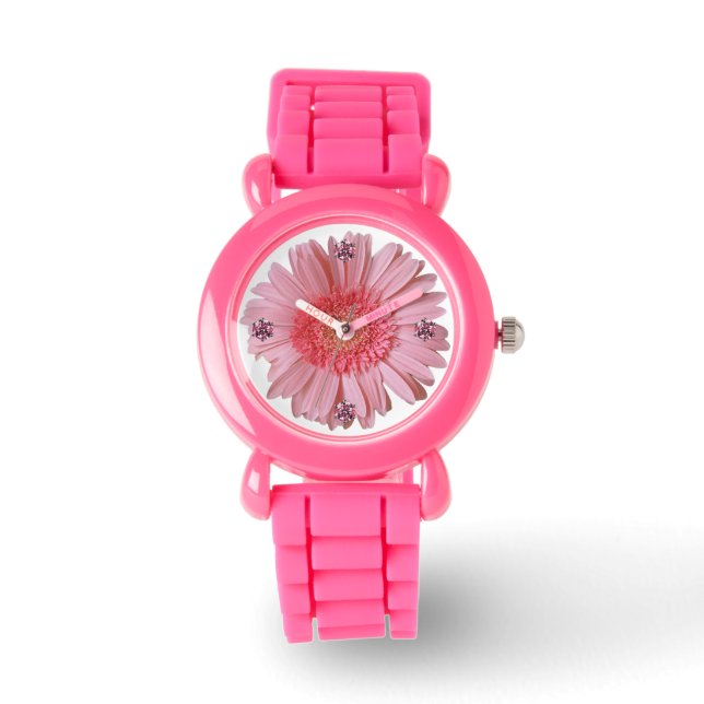  Roze Gerber Daisy Horloge (Voorkant)