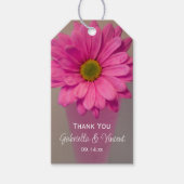 Roze Gerber Daisy in Vase Wedding Bedankt Cadeaulabel (Voorkant)