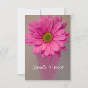 Roze Gerber Daisy in Vase Wedding Flat Note-kaarte Notitiekaartje