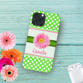 Roze Gerber Daisy met pooldots Case-Mate iPhone Case