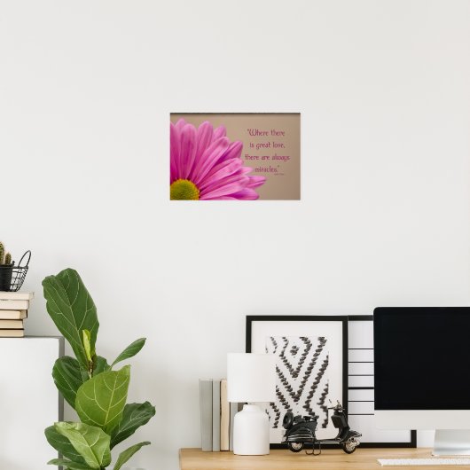 Roze Gerber Daisy Miracles Poster (Thuiskantoor)