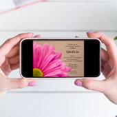 Roze Gerber Daisy op Tan Vrijgezellenfeest Kaart