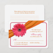 Roze Gerber Daisy Oranje Lint Trouw-Huwelijk RSVP (Voorkant / Achterkant)