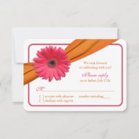 Roze Gerber Daisy Oranje Lint Trouw RSVP