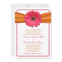 Roze Gerber Daisy Oranje Ribbon Wedding Rond
