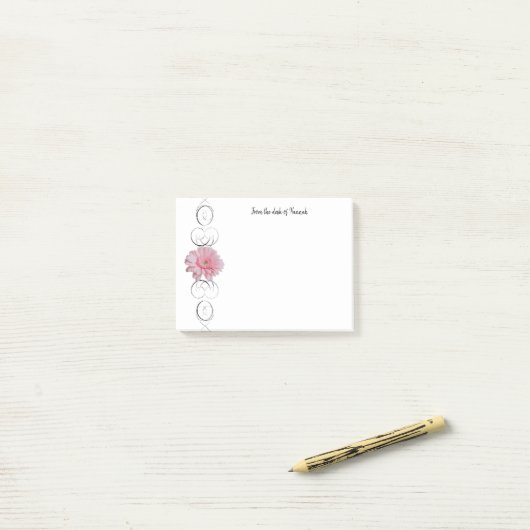 Roze Gerber Daisy Personalized Notes (Op bureau)