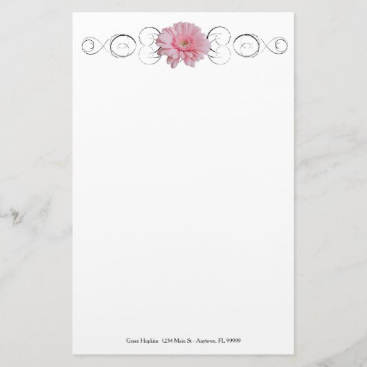 Roze Gerber Daisy Personalized Stationery Briefpapier (Voorkant)