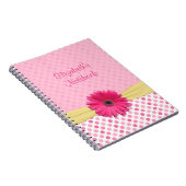 Roze Gerber Daisy Polka Dot Gepersonaliseerd Notit Notitieboek (Rechterzijde)