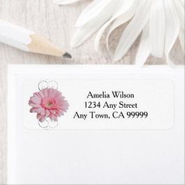 Roze Gerber Daisy Return Address Label