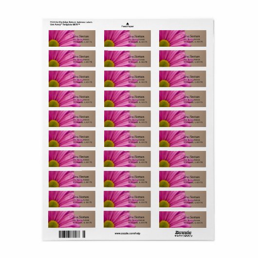 Roze Gerber Daisy Return Address Label (Full Sheet)