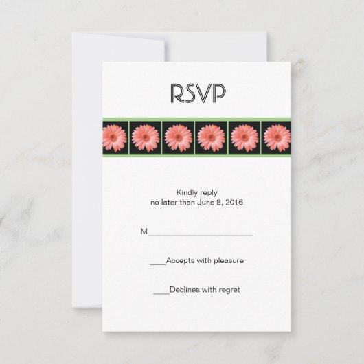 Roze gerber daisy RSVP-kaart RSVP Kaartje (Voorkant)