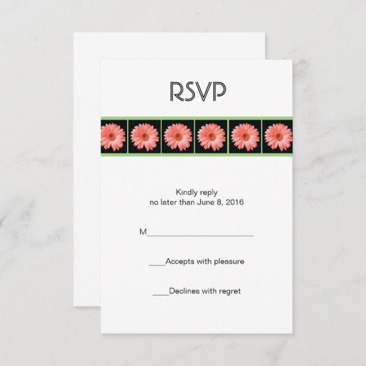 Roze gerber daisy RSVP-kaart RSVP Kaartje (Voorkant / Achterkant)