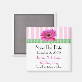 Roze Gerber Daisy Save the Date Magnet (Voorkant / Achterkant)