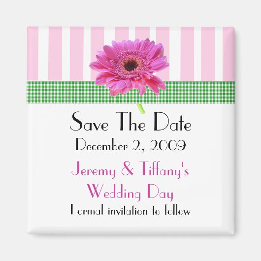 Roze Gerber Daisy Save the Date Magnet (Voorkant)