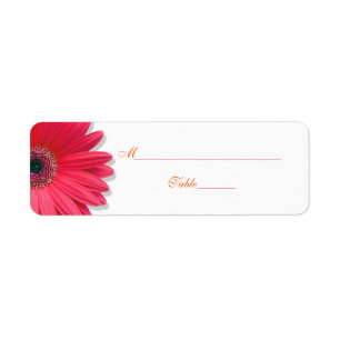Roze Gerber Daisy Sinaasappel Bruiloft Plaats Kaar Etiket
