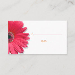Roze Gerber Daisy Sinaasappel Lint Bruiloft Plaats Plaatskaartje